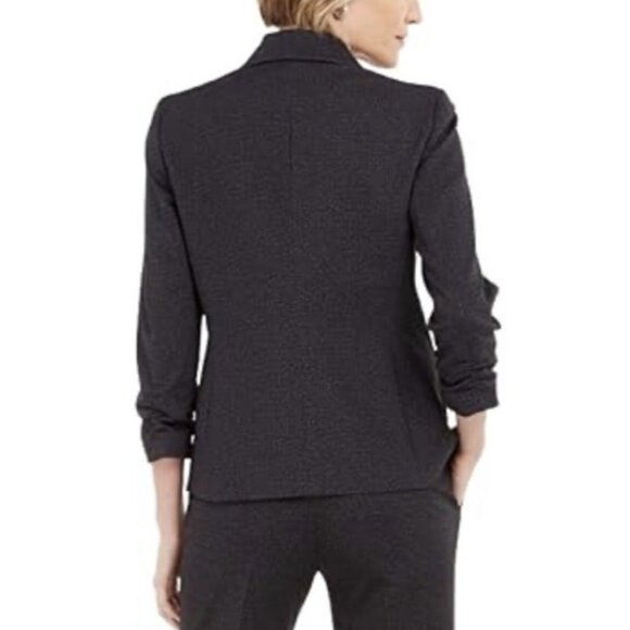 Kasper Suit Jacket Blazer 16 Gray 1 Button Stretch Ruched Sleeves - Picture 2 of 15